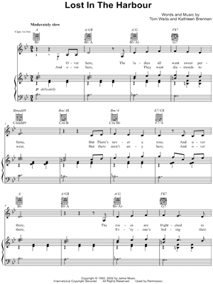 Lost In The Harbour by Tom Waits - Sheet Music