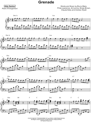 Grenade by Aldy Santos - Sheet Music