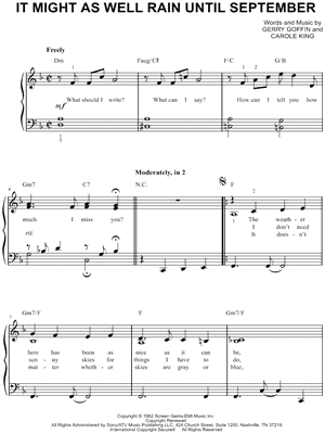 It Might As Well Rain Until September by Carole King - Sheet Music