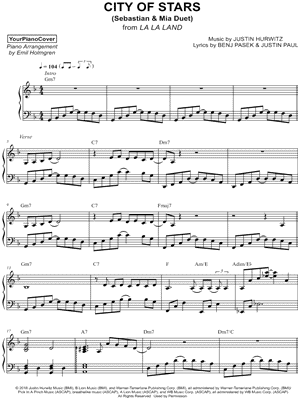 City of Stars [Sebastian & Mia Duet] by YourPianoCover - Sheet Music