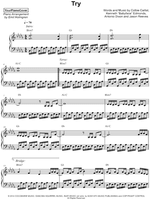 Try by YourPianoCover - Sheet Music