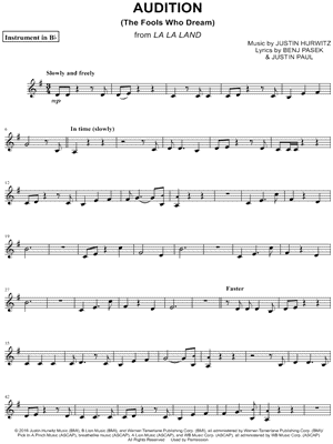 Audition (The Fools Who Dream) - Bb Instrument
