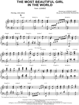 The Most Beautiful Girl In The World by Dave Brubeck - Sheet Music