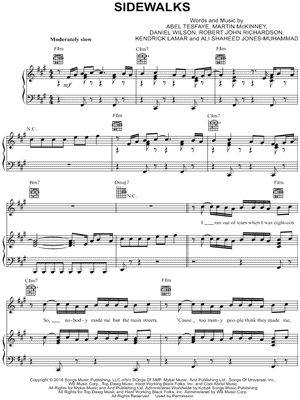 Sidewalks by The Weeknd - Sheet Music