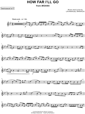 How Far I'll Go (Movie Version) - F Instrument