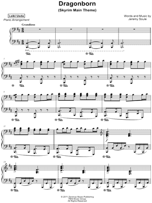Dragonborn (Skyrim Main Theme) by Leiki Ueda - Sheet Music