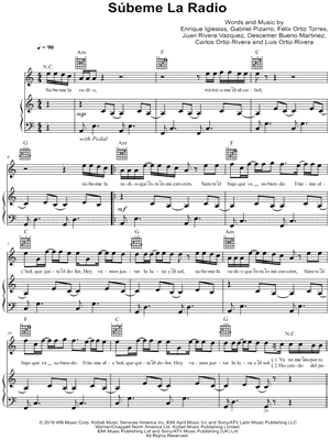 Súbeme La Radio by Enrique Iglesias feat. Descemer Bueno & Zion & Lennox, Zion & Lennox - Sheet Music