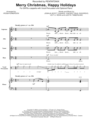Merry Christmas, Happy Holidays by Pentatonix - Sheet Music