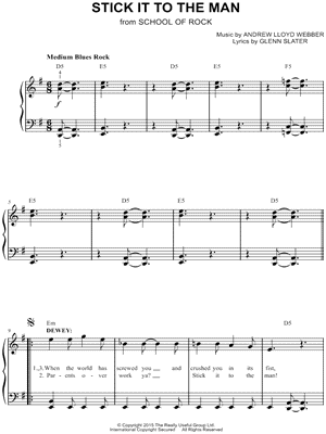 Stick It to the Man from School of Rock: The Musical - Sheet Music