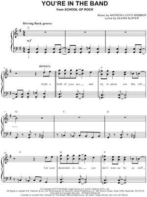 You're in the Band from School of Rock: The Musical - Sheet Music