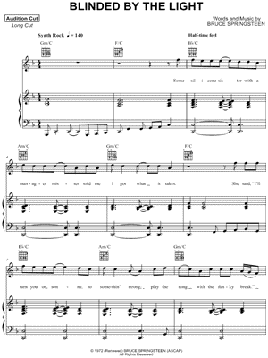 Blinded By the Light by Manfred Mann's Earth Band - Sheet Music