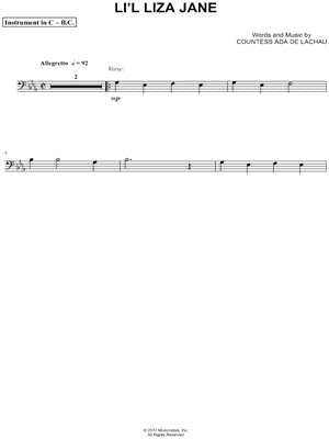 Li'l Liza Jane - Bass Clef Instrument