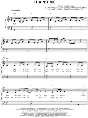 It Ain't Me by Kygo & Selena Gomez - Sheet Music