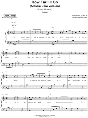 How Far I'll Go (Alessia Cara Version) [Easy]