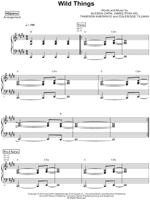Wild Things by HDpiano - Sheet Music