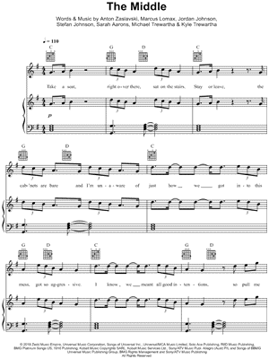 The Middle by Zedd; Maren Morris & Grey - Sheet Music