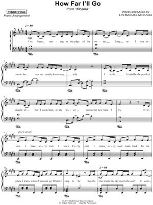 How Far I'll Go (Movie Version) by Pianist Frias - Sheet Music