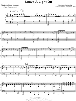 Leave a Light On by My Little Piano Channel - Sheet Music