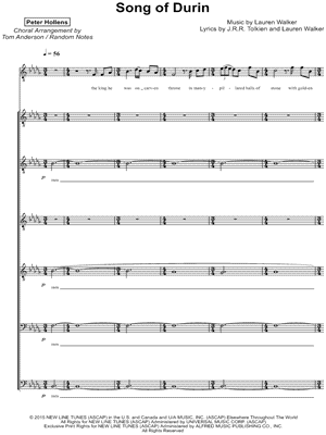 Song of Durin by Peter Hollens - Sheet Music