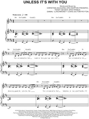 Unless It's with You by Christina Aguilera - Sheet Music