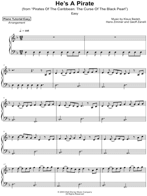 He's a Pirate [Easy] by Piano Tutorial Easy - Sheet Music