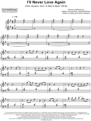 I'll Never Love Again by TutorialsByHugo - Sheet Music