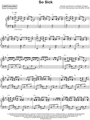 So Sick by LittleTranscriber - Sheet Music