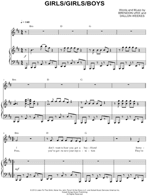 Girls/Girls/Boys by Panic! at the Disco - Sheet Music