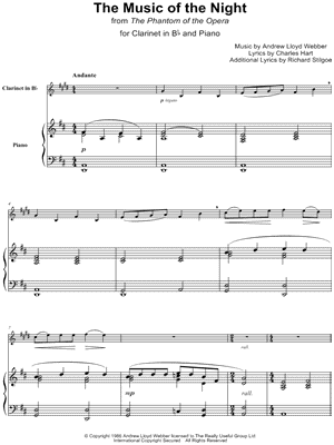 The Music of the Night from The Phantom of the Opera - Sheet Music