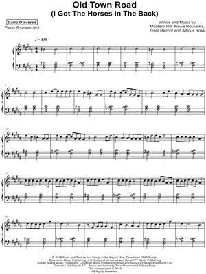Old Town Road by Dario D'aversa - Sheet Music