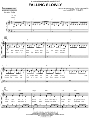 Falling Slowly by mimiPianoClass - Sheet Music