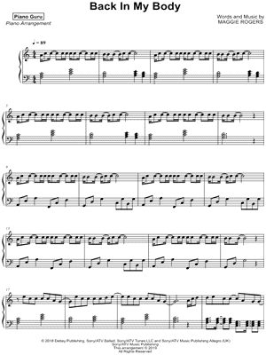 Back in My Body by Piano Guru - Sheet Music