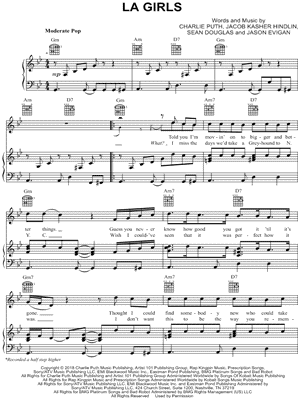 LA Girls by Charlie Puth - Sheet Music