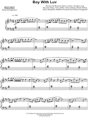 Boy with Luv by Piano Hits! - Sheet Music