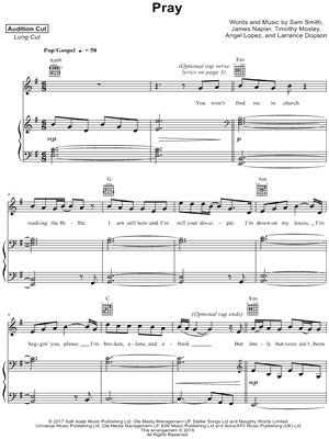 Pray by Sam Smith - Sheet Music