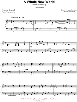 A Whole New World [intermediate] by Jennifer Eklund - Sheet Music
