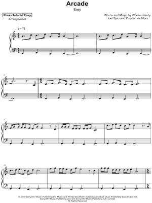 Arcade [easy] by Piano Tutorial Easy - Sheet Music