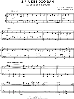 Zip-a-Dee-Doo-Dah from Song of the South - Sheet Music