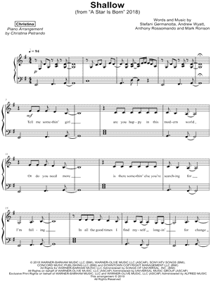 Shallow by Christina - Sheet Music