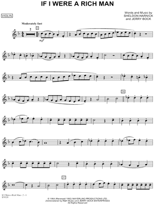 If I Were a Rich Man - Violin part from Fiddler on the Roof - Sheet Music