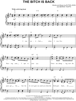 The Bitch Is Back by Elton John - Sheet Music