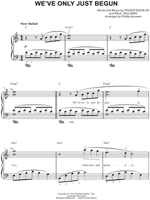 We've Only Just Begun by Phillip Keveren - Sheet Music
