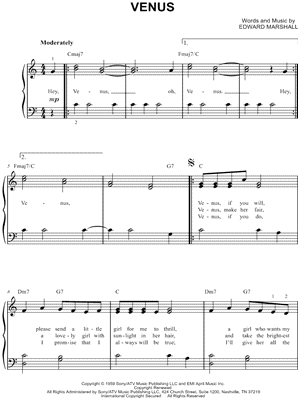 Venus by Frankie Avalon - Sheet Music