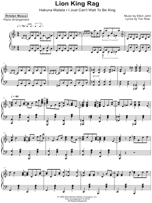 Lion King Rag by Kristen Mosca - Sheet Music