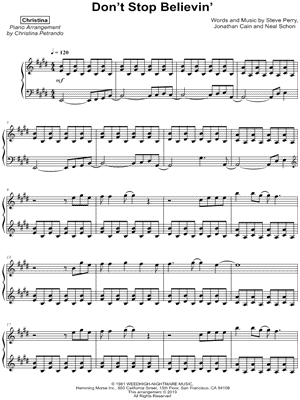 Don't Stop Believin' by Christina - Sheet Music