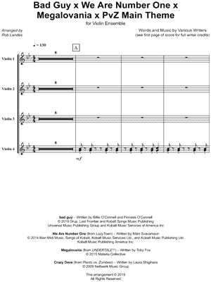 Bad Guy x We Are Number One x Megalovania x PvZ Main Theme - Violin Ensemble