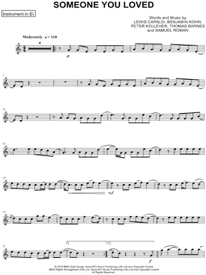 Someone You Loved - Eb Instrument by Lewis Capaldi - Sheet Music