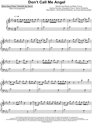 Don't Call Me Angel [Slow Easy Piano Tutorial]