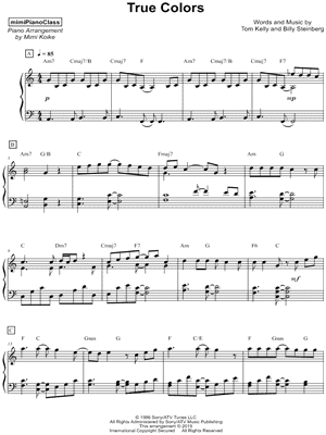 True Colors by mimiPianoClass - Sheet Music