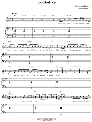 Lookalike by Conan Gray - Sheet Music